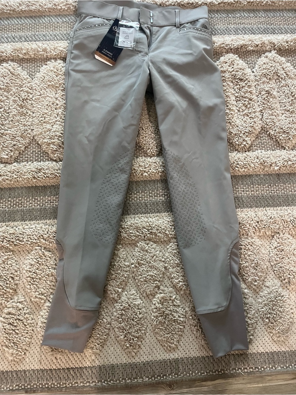 Ovation Elegance Women's Light Gray Silicone Grip Riding Breeches